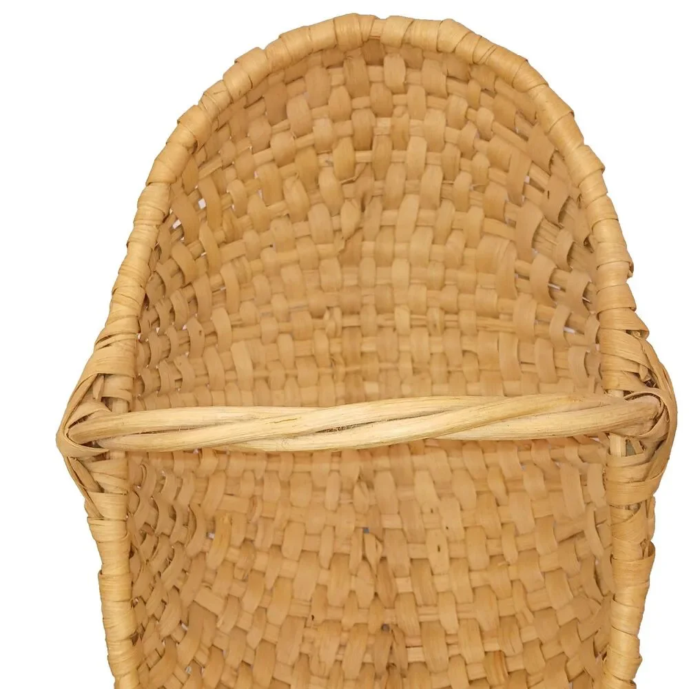 Southern Style Buttocks Basket Woven Twisted Handle Egg Gathering Beige 14x8.5x8